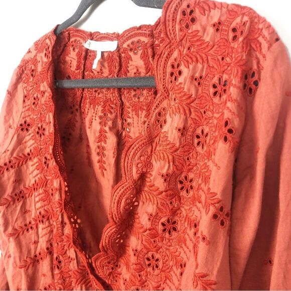 HOUSE OF HARLOW 1960 | Deep Orange Eyelet Lace Wrap Top Drawstring Women’s XS - Picture 2 of 8